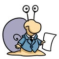 Snail sage businessman document plan animal character cartoon illustration