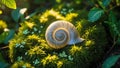 Seashell on Mossy Forest Floor in Sunlight Royalty Free Stock Photo