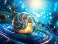 Snail shell spiral detail  Made With Generative AI illustration Royalty Free Stock Photo