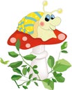 Snail sitting on a mushroom Royalty Free Stock Photo