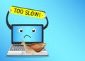 Snail on a slow laptop Royalty Free Stock Photo