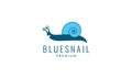 Snail or slug line art outline blue logo vector icon illustration design Royalty Free Stock Photo
