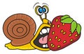 Snail and strawberries