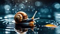 Gorgeous Snail in Water, Reflecting Nature\'s Beauty Royalty Free Stock Photo