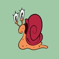 Snail vintage toons: funny character, vector illustration trendy classic retro cartoon style