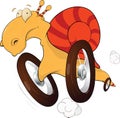 Snail on wheels. Cartoon Royalty Free Stock Photo
