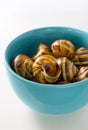 Snails in the blue bowl Royalty Free Stock Photo