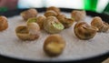 Snails cooked with garlic sauce closeup Royalty Free Stock Photo