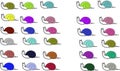 Snails of different colours Royalty Free Stock Photo