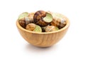 Snails with parsley butter, Bourgogne Escargot Snails  isolated on white background. Delikatese food Royalty Free Stock Photo