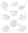 Snails set. Abstract decorative design elements. Isolated objects on white background. Royalty Free Stock Photo