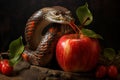 Snake apple sin temptation. Generate ai Royalty Free Stock Photo