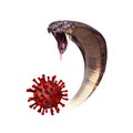 The snake as a symbol of medicine resists the virus. 3d vector illustration