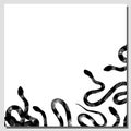 Snake. The background is white with black snakes. Frame. Exotic reptiles. Vector illustration Royalty Free Stock Photo