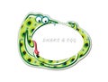 Snake biting an egg cute cartoon