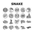 snake black serpent viper cobra icons set vector