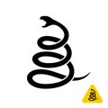 Snake black silhouette. Snake logo with warning.