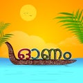 Snake boat with Malayalam text for Onam.