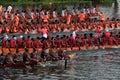 Snake boat teams compete in the Nehru Trophy Boat race Royalty Free Stock Photo
