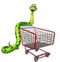 Snake cartoon character with trolly