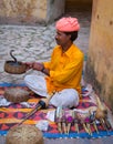 Snake charmer in Amber Fort ,Jaipur, India.