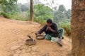 Snake charmer in the jungle of Sri Lanka. Tours tourists Royalty Free Stock Photo