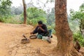 Snake charmer in the jungle of Sri Lanka. Tours tourists Royalty Free Stock Photo