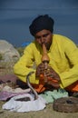 Snake charmer in Nepal Royalty Free Stock Photo