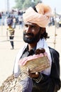 Snake charmer at Pushkar cattel fair,Rajasthan,India Royalty Free Stock Photo