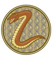 snake with with circular aztec style background