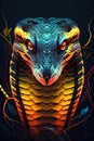 Snake, cobra, Bright neon portrait, polygon style, Geometric style, cartoon style, neon style. Generative AI