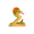 Snake Construction Worker Wearing Hard Hat, Cute Humanized Animal Cartoon Character Vector Illustration Royalty Free Stock Photo