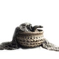 a snake curled up in a cozy blanket within a wicker basket