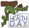 Snake Entwined in a Staff like Number for Health Day, Vector Illustration