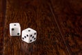 Snake Eyes - Dice on Wood Table Background Royalty Free Stock Photo