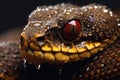 snake fangs and venom droplets macro shot