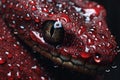 snake fangs and venom droplets macro shot