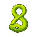 Snake font. Digit 8. Cartoon Eight number Royalty Free Stock Photo