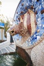 Snake Fountain at Parc Guell, Barcelona, Spain, September 2016 Royalty Free Stock Photo