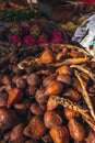 Snake fruit Salacca on sale on a local organic food and fruits market. Bali island. Royalty Free Stock Photo