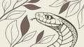 Snake Head with Tongue on Leafy Pattern, vector design Generative AI Royalty Free Stock Photo