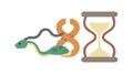 Snake Hourglass for Time Evolution, vector design Generative AI Royalty Free Stock Photo
