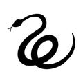 Snake icon logo vector illustration. Silhouette of a snake on a white background, symbol of 2025. Doodle illustration of snake Royalty Free Stock Photo