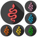 Snake icon with long shadow Royalty Free Stock Photo