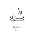 snake icon vector from desert collection. Thin line snake outline icon vector illustration. Outline, thin line snake icon for Royalty Free Stock Photo