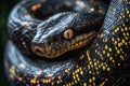 A snake intertwined with binary code representing python automation in programming art Royalty Free Stock Photo