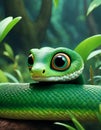 Snake in the Jungle Anime, beautifully, huge-eyed, cute adorable wild animal poster