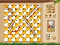 Snake and ladder game with tree and grass background