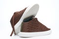 Snake leather brown sneaker shoes Royalty Free Stock Photo