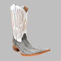 Snake leather cowboy boot isolated on gray background Royalty Free Stock Photo